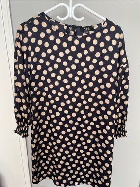 A.B.S. Navy Polka Dot Long-Sleeve Shift Dress